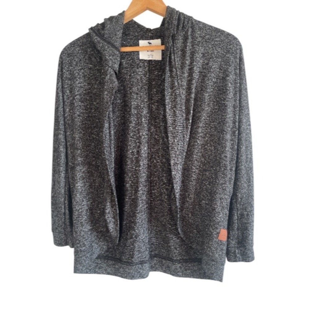 Abercrombie Kids Cardigan Unisex 11/12 Charcoal Grey Marled‎ Hooded Open Front